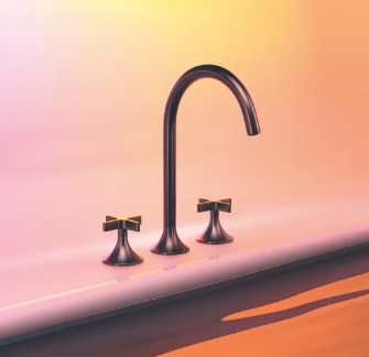 Mezcladora de lavabo de tres piezas con cuello alto y manerales de cruceta