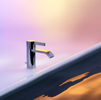 Monomando de lavabo de perfil plano con salida rectangular