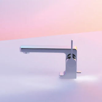 Monomando de lavabo en cromo con cuerpo horizontal y palanca lateral