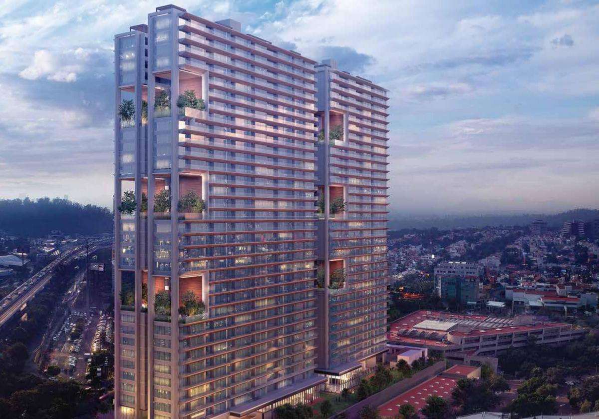 Origina Pedregal: torre residencial con terrazas ajardinadas y parteluces