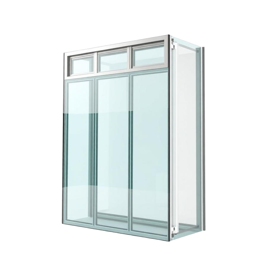 Muro cortina de cristal en edificio vertical