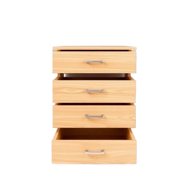 Cajonera de madera con cajones abiertos