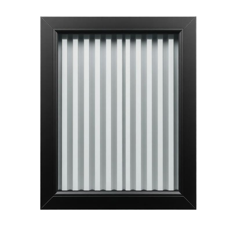 Puerta de gabinete con marco negro y cristal acanalado