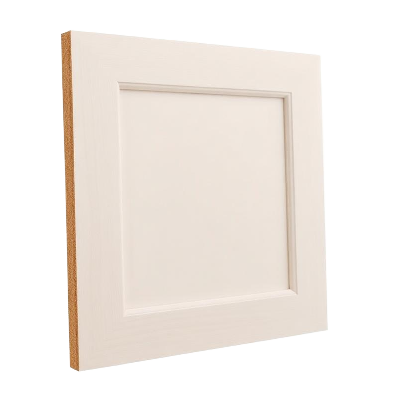Puerta de MDF laqueada con canto de tablero visible