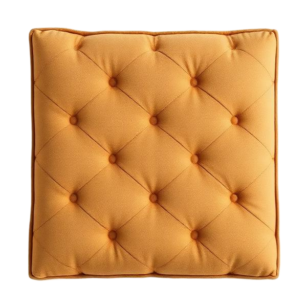 Muestra de panel acolchado tapizado en textil color camel