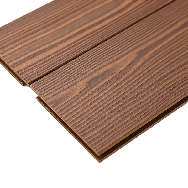 Muestra de tabla de deck WPC para exterior en tono chocolate