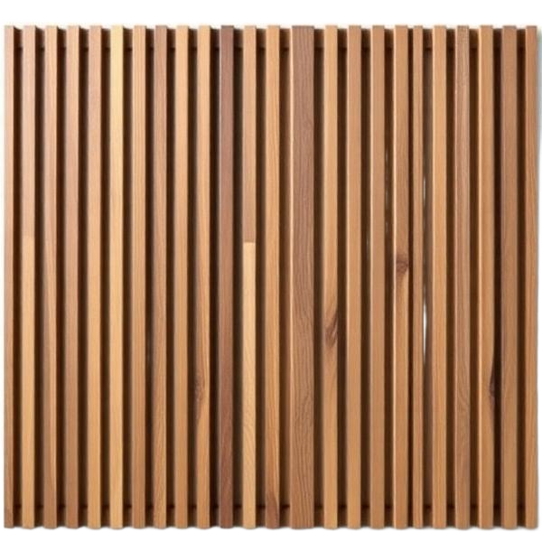 Muestra de lambrín de listones de madera en tono nogal