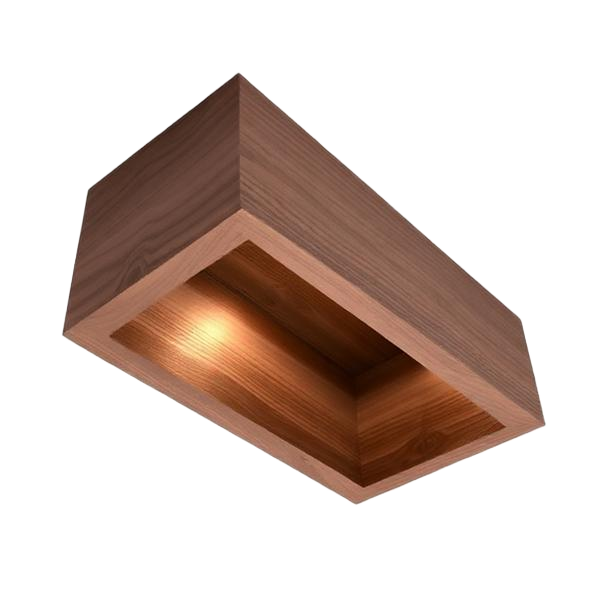 Sección de viga decorativa hueca con acabado madera nogal