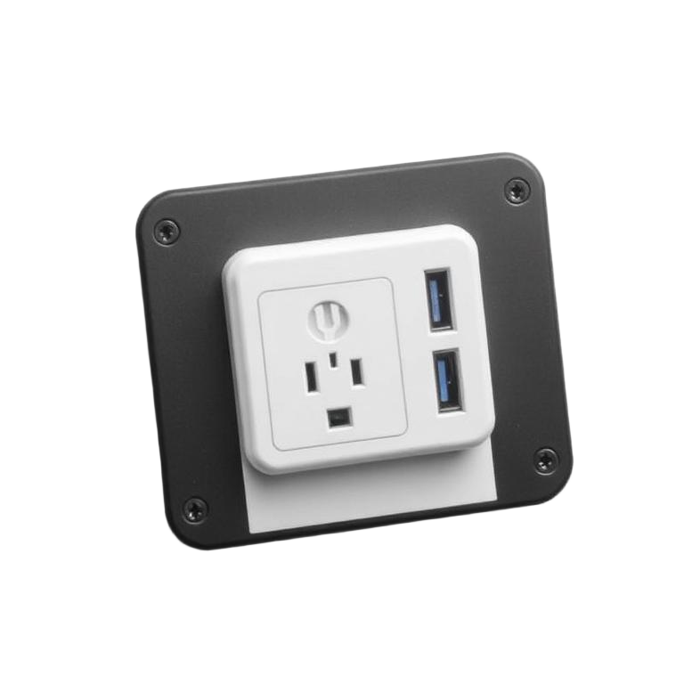 Contactos eléctricos integrados en escritorio